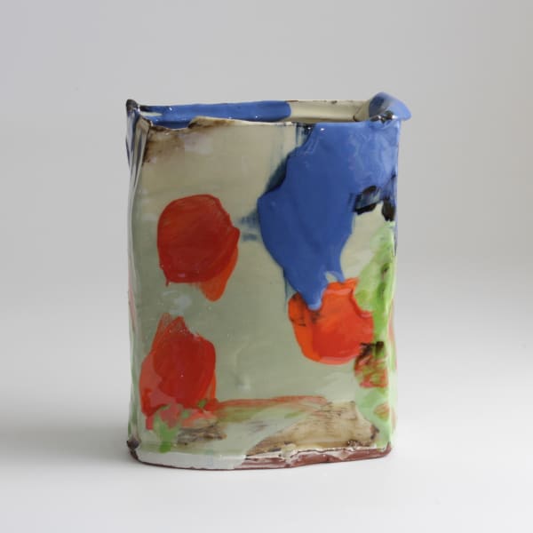 Barry Stedman, Thrown Altered Vessel with Blue & Orange II, 2025