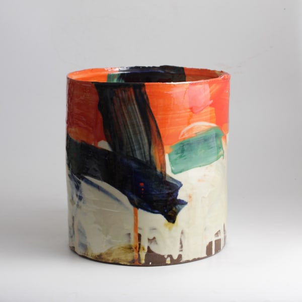 Barry Stedman, Thrown Altered Vessel with Blue & Orange II, 2024