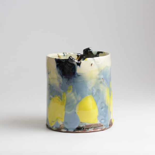 Barry Stedman, Thrown Altered Vessel with Blue & Yellow VI, 2025