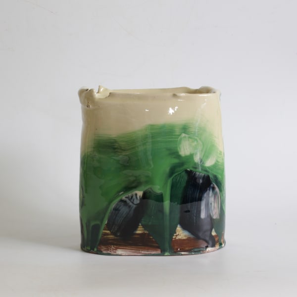 Barry Stedman, Thrown Altered Vessel with Green, 2025