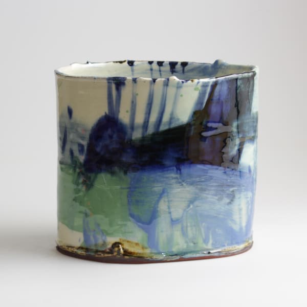 Barry Stedman - (C) Thrown Altered Vessel with Blue & Green II, 2025
