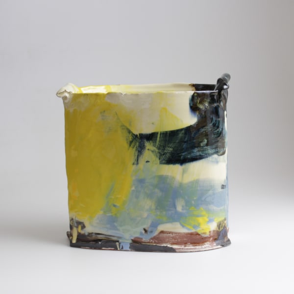 Barry Stedman, Thrown Altered Vessel with Blue & Yellow II, 2025