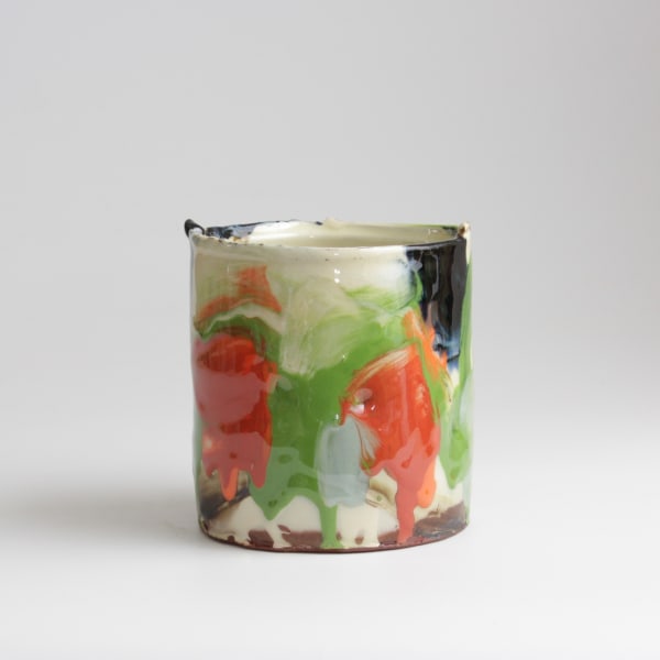 Barry Stedman, Thrown Altered Vessel with Green & Orange IV, 2025