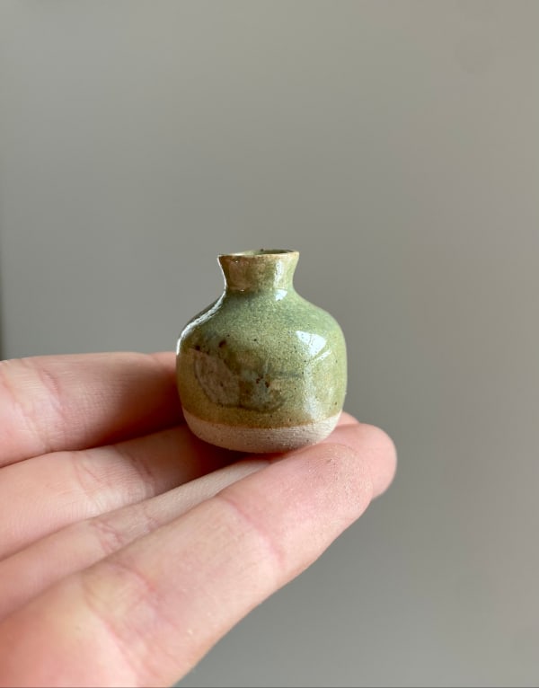 Oak green with kent chalk swoosh, 2021 glazed stoneware ceramic, with kent chalk signed on the base