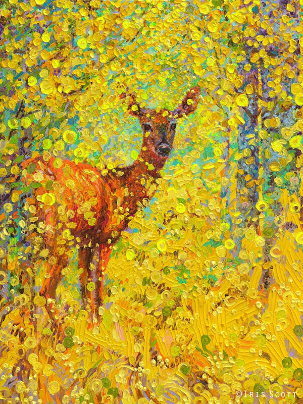 Iris Scott Whitetail Deer (Embellished print), 2018 Oil on Canvas 121.9 x 91.4 cm