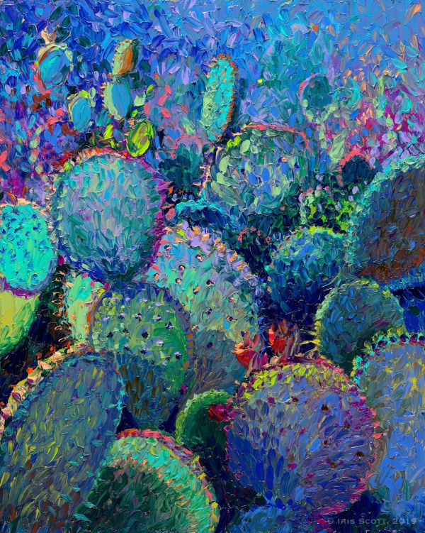 Iris Scott Cactus Refractus, 2018 Finger painted oil on canvas 50.8 x 40.6 cm