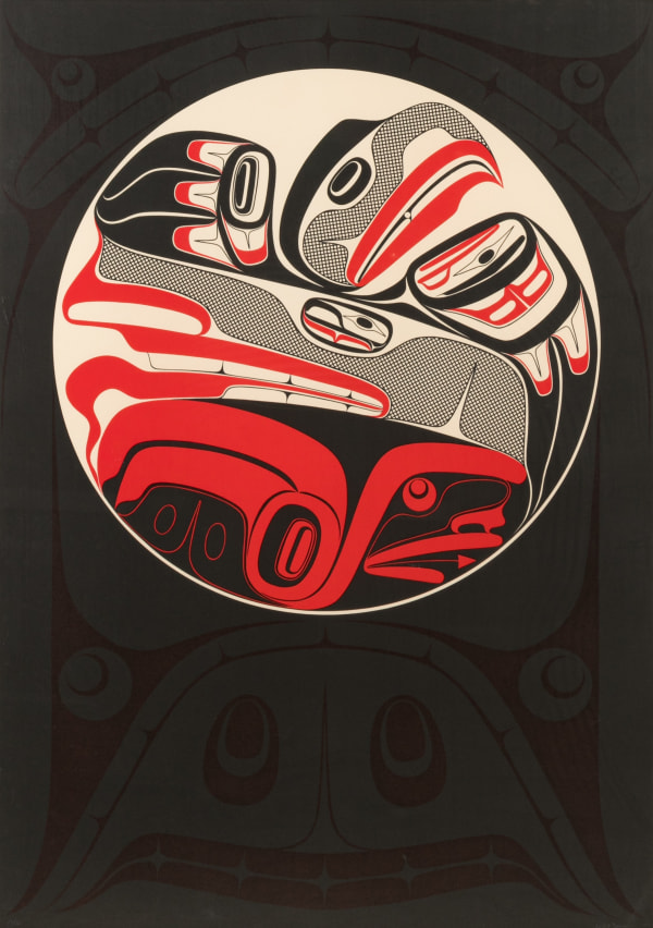 Lot 122 ROBERT DAVIDSON (GUUD SANS GLANS), C.M., O.B.C., (1946-) HAIDA, MASSET / WHITE ROCK In The Eye of the Beholder, 1993 serigraph, 41.75 x 29.5 in (106 x 74.9 cm) ESTIMATE: $3,500 — $5,000 PRICE REALIZED: $2,880.00