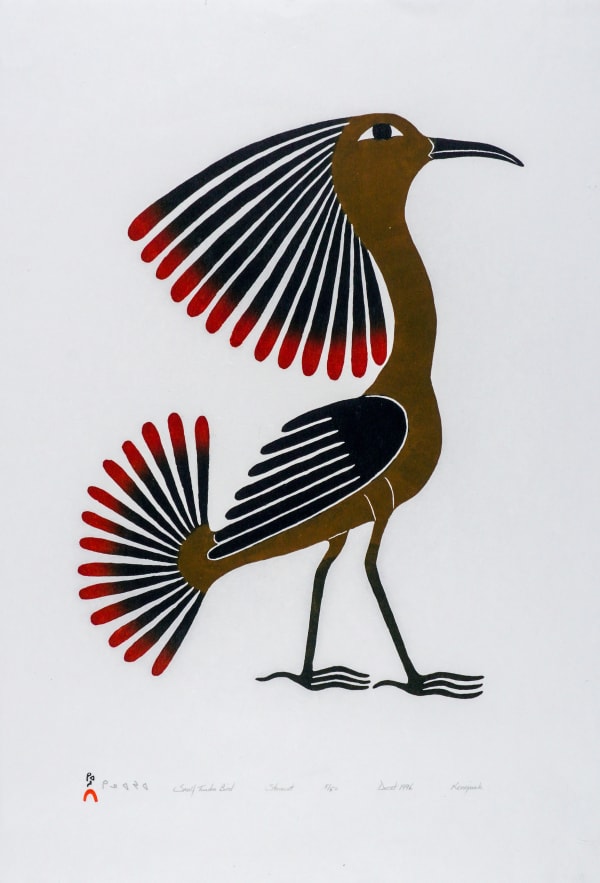 Lot 7 KENOJUAK ASHEVAK, C.C., R.C.A. (1927-2013) KINNGAIT (CAPE DORSET) Small Tundra Bird, 1996 #10 stonecut, 24.5 x 16 in (62.2 x 40.6 cm) ESTIMATE: $1,800 — $2,800 PRICE REALIZED: $1,708.00