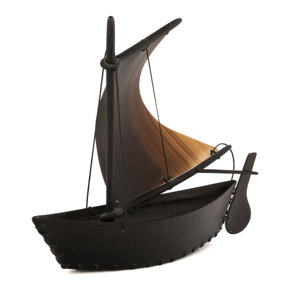 Lot 45 ALLEN KULUKHON (1931-1997), SIBERIAN YUPIK, GAMBELL, ST. LAWRENCE ISLAND Model Whaling Boat, c. 1960s baleen and cotton string, 7 x 8.5 x 3.5 in (17.8 x 21.6 x 8.9 cm) ESTIMATE: $300 — $500 PRICE REALIZED: $244.00