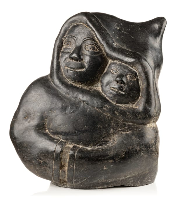 PETER PITSEOLAK (1902-1973) KINNGAIT (CAPE DORSET Bust of a Mother and Child, c. 1957-60 stone, 15.75 x 14 x 9.75 in (40 x 35.6 x 24.8 cm)