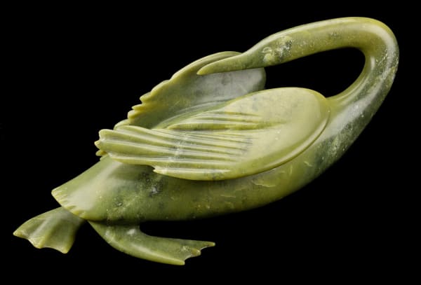 Lot 40 LUKTA QIATSUK (1928-2004) KINNGAIT (CAPE DORSET) Preening Loon, 1982 stone, 4.5 x 12 x 5 in (11.4 x 30.5 x 12.7 cm) ESTIMATE: $6,000 — $9,000 PRICE REALIZED: $9,000.00