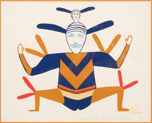 Lot 8 JESSIE OONARK, O.C., R.C.A (1906-1985) QAMANI'TUAQ (BAKER LAKE) Angutkoq, 1975 (1976 #3) silkscreen, 13 x 16 in (33 x 40.6 cm) ESTIMATE: $600 — $900 PRICE REALIZED: $610.00