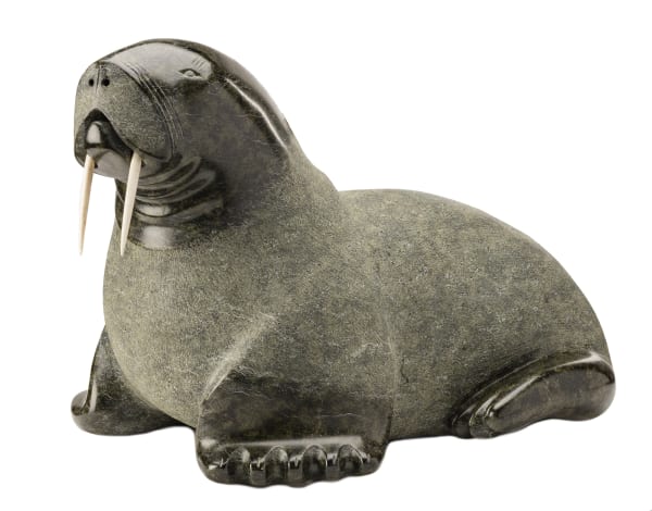 Lot 140 NALENIK TEMELA (1939-2003) KIMMIRUT (LAKE HARBOUR) Walrus, 1990 stone and ivory, 13.75 x 22 x 10.5 in (34.9 x 55.9 x 26.7 cm) ESTIMATE: $6,000 — $9,000 Price Realized: $7,800