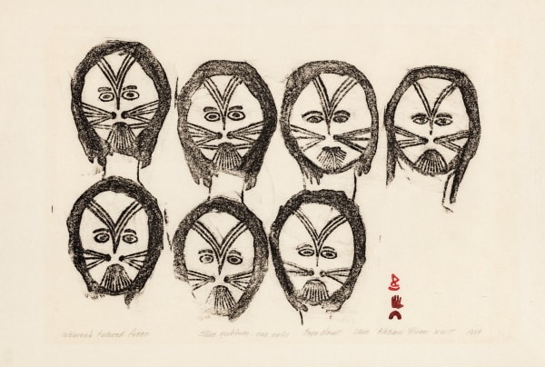 Lot 31 JESSIE OONARK, O.C., R.C.A (1906-1985) QAMANI'TUAQ (BAKER LAKE) Women's Tatooed Faces, 1959 (uncatalogued) stone rubbing, 11.5 x 17 in (29.2 x 43.2 cm) ESTIMATE: $8,000 — $12,000 PRICE REALIZED: $21,600.00