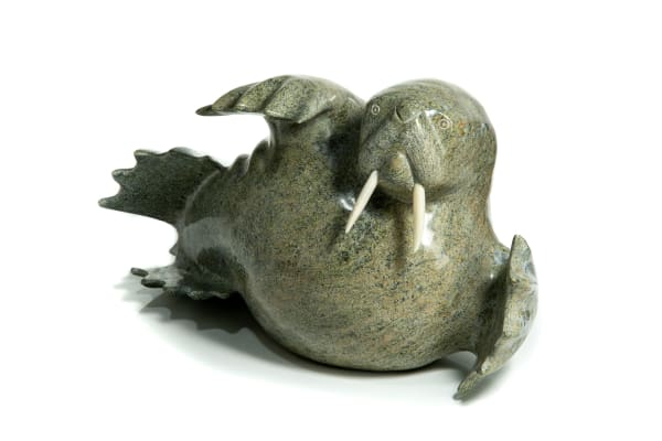 Lot 35 MARY NATSIQ PARR (1953-) KINNGAIT (CAPE DORSET) Walrus, 1990s stone and ivory, 13 x 8 x 6.5 in (33 x 20.3 x 16.5 cm) ESTIMATE: $500 — $800 PRICE REALIZED: $366.00