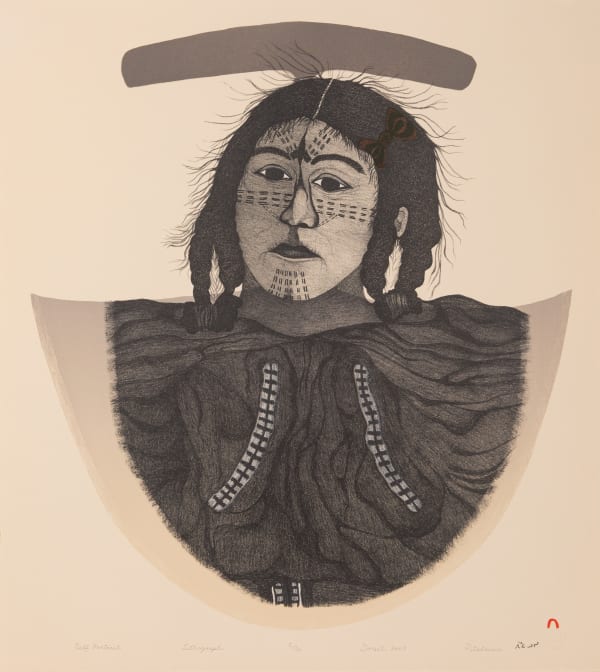 Lot 47 PITALOOSIE SAILA, R.C.A. (1942-2021) KINNGAIT (CAPE DORSET) Self Portrait, 2003 #27 lithograph and stencil on cream coloured paper, 25.75 x 22.25 in (65.4 x 56.5 cm) ESTIMATE: $350 — $500 PRICE REALIZED: $915.00