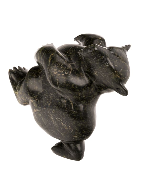 Lot 33 KELLYPALIK QIMIRPIK (1948-2017) KINNGAIT (CAPE DORSET) Dancing Polar Bear, c. 2000s stone, 10.25 x 9.5 x 8.25 in (26 x 24.1 x 21 cm) ESTIMATE: $1,000 — $1,500 PRICE REALIZED: $1,159.00