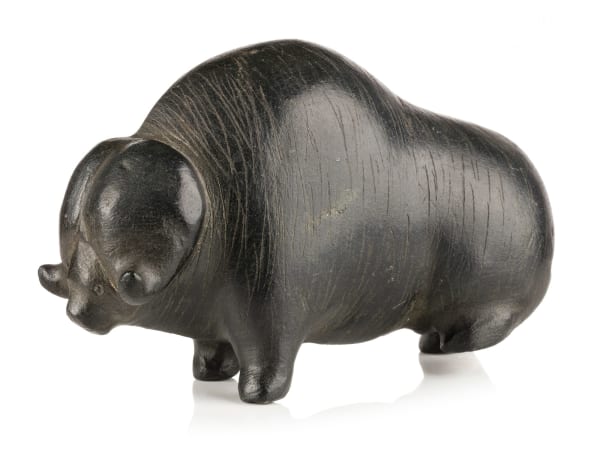 Lot 166 TUNA IQULIQ (1934-2015) QAMANI'TUAQ (BAKER LAKE) Muskox, c. 1980 stone, 3 x 5 x 1.75 in (7.6 x 12.7 x 4.4 cm) ESTIMATE: $800 — $1,200 PRICE REALIZED: $780.00
