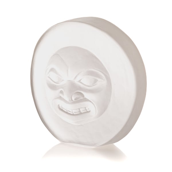 Lot 23 PRESTON SINGLETARY (1963-) TLINGIT Moon Mask, 2017 sandblasted glass, 4.25 x 4 x 1.5 in (10.8 x 10.2 x 3.8 cm) ESTIMATE: $400 — $600 PRICE REALIZED: $671.00