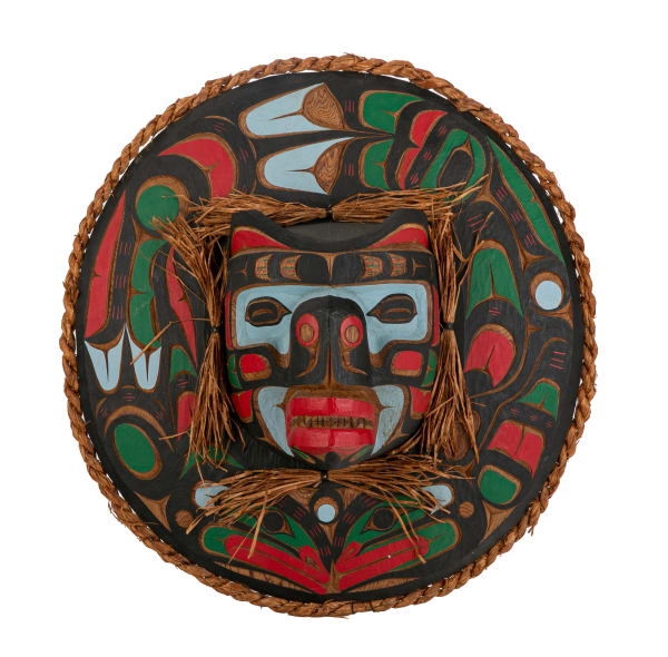 Lot 73 TIM ALFRED (1967-) KWAKWA̱KA̱ʼWAKW & TREVOR HUNT (1975-) KWAKWA̱KA̱ʼWAKW Sea Bear Mask with Sculpin / Killer Whale Design, 2000 cedar wood, acrylic paint, cedar bark, and cotton thread, 23 x 22 x 8 in (58.4 x 55.9 x 20.3 cm) ESTIMATE: $600 — $900 PRICE REALIZED: $1,830.00