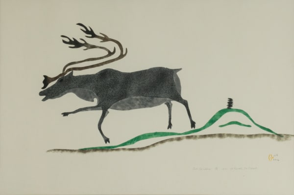 Lot 16 WILLIAM NOAH (1943-2020) QAMANI'TUAQ (BAKER LAKE) Fat Caribou, 1971 (1972 #23) stencil, 17.25 x 22.75 in (43.8 x 57.8 cm) ESTIMATE: $250 — $350 PRICE REALIZED: $366.00