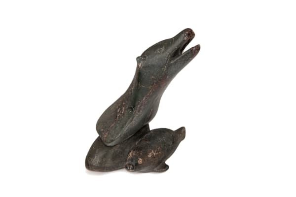 4 UNIDENTIFIED ARTIST, possibly KUGLUKTUK (COPPERMINE) Bear and Seal, 1960s stone, 3.75 x 2.75 x 3 in (9.5 x 7 x 7.6 cm)