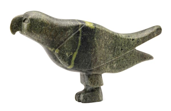 Lot 2 OSUITOK IPEELEE, R.C.A. (1922-2005) KINNGAIT (CAPE DORSET) Curious Bird, c. 1968-72 stone, 5.75 x 10 x 1.75 in (14.6 x 25.4 x 4.4 cm) ESTIMATE: $4,000 — $6,000 PRICE REALIZED: $4,080.00