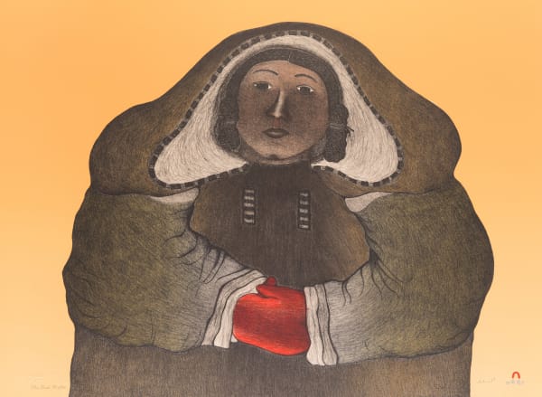 Lot 51 PITALOOSIE SAILA, R.C.A. (1942-2021) KINNGAIT (CAPE DORSET The Red Mittens, 2002 #29 lithograph, 22.25 x 29.75 in (56.5 x 75.6 cm) ESTIMATE: $1,500 — $2,500 PRICE REALIZED: $1,037.00