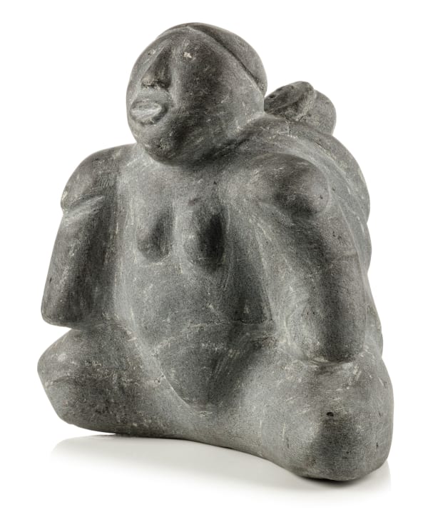 Lot 89 MARC ALIKASWA (1928-2008) ARVIAT (ESKIMO POINT) Mother and Child, c. 1969-70 stone, 10.5 x 10 x 6 in (26.7 x 25.4 x 15.2 cm) ESTIMATE: $2,500 — $3,500 PRICE REALIZED: $1,800.00