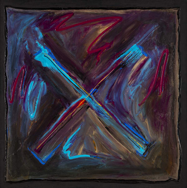 Lot 120 ROBERT HOULE, R.C.A. (1947-) ANISHNABE SAULTEAUX A Freed Mark, 1984 mixed media (acrylic and sweetgrass) on linen, 30 x 30 in (76.2 x 76.2 cm) ESTIMATE: $6,000 — $9,000 Price Realized: $5,670