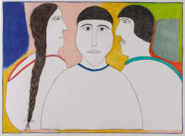 JANET KIGUSIUQ (1926-2005) QAMANI'TUAQ (BAKER LAKE) Portrait of a Family coloured pencil on heavy wove paper, 22.25 x 30 in (56.5 x 76.2 cm)