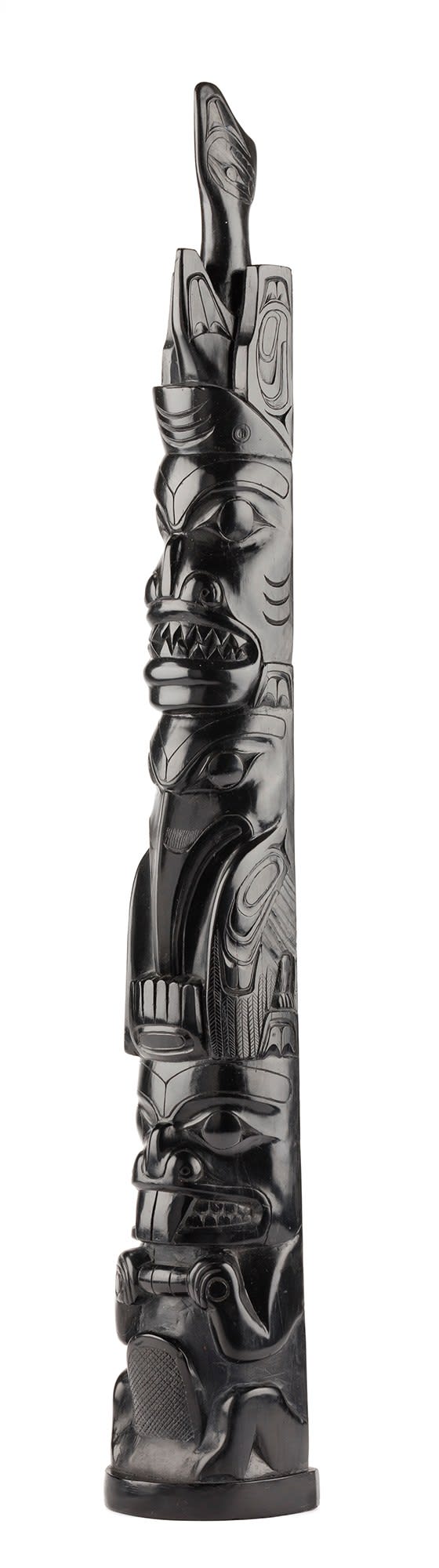 Lot 119 UNIDENTIFIED HAIDA ARTIST Model Hollow Back Totem Pole, 1860 argillite, 20.75 x 3 2.75 in (52.7 x 7.6 cm) ESTIMATE: $15,000 — $25,000 PRICE REALIZED: $14,400.00