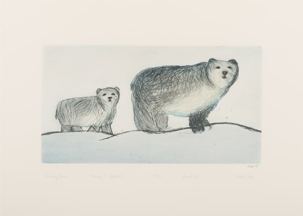 Lot 63 ANNIE PARR (1975- ) KINNGAIT (CAPE DORSET) Roaming Bears, 2017 #11 etching and aquatint, sheet: 12.75 x 17.75 in (32.4 x 45.1 cm) ESTIMATE: $200 — $400 PRICE REALIZED: $134.20