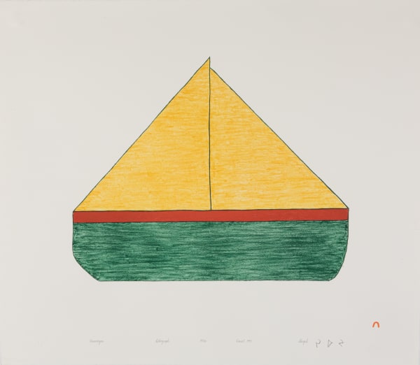 SHEOJUK ETIDLOOIE (1932-1999) KINNGAIT (CAPE DORSET) Printmaker: PITSEOLAK NIVIAQSI R.C.A. (1947-2015) KINNGAIT (CAPE DORSET) Ummiagoa (Toy Boat), 1995 #31 lithograph, 22.5 x 26.5 in (57.1 x 67.3 cm) 23/50
