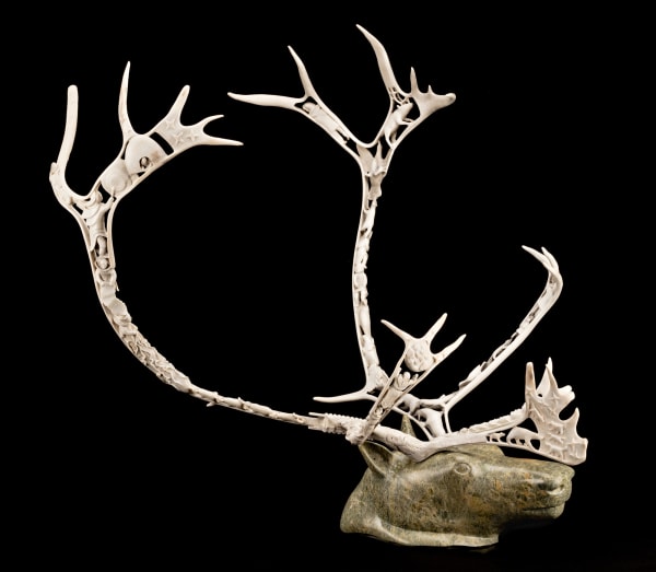 Lot 47 JACKOPOSIE OOPAKAK (1948-2015) IQALUIT (FROBISHER BAY) Untitled (The Inuit World), early 1990s stone and antler, 33 x 27.25 x 36 in (83.8 x 69.2 x 91.4 cm) ESTIMATE: $20,000 — $30,000 PRICE REALIZED: $43,200.00 A world record for the artist at auction