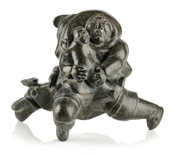 Lot 98 OHOTAQ MIKKIGAK (1936-2014) KINNGAIT (CAPE DORSET) Mother and Child Composition, 1964 stone, 5.25 x 7 x 4 in (13.3 x 17.8 x 10.2 cm) ESTIMATE: $3,500 — $5,000 PRICE REALIZED: $3,416.00