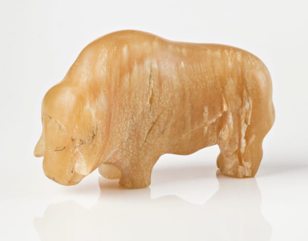 Lot 149 BARNABUS ARNASUNGAAQ (1924-2017) QAMANI'TUAQ (BAKER LAKE) Muskox, c. 1970-71 muskox horn and graphite, 1 x 1.5 x 0.5 in (2.5 x 3.8 x 1.3 cm) ESTIMATE: $600 — $900 PRICE REALIZED: $528.00
