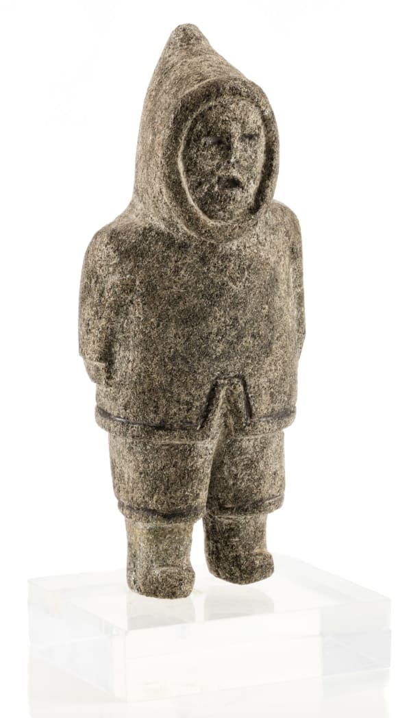 Lot 3 TOONOO (1920-1969) KINNGAIT (CAPE DORSET) Standing Man, c. 1950-53 stone, 5.75 x 2.5 x 1.5 in (14.6 x 6.3 x 3.8 cm) ESTIMATE: $2,000 — $3,000 PRICE REALIZED: $1.952.00