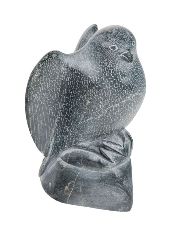 Lot 44 AISAPIK QUMA IGAUJA (1915-1979) PUVIRNITUQ (POVUNGNITUK) Falcon Perched on Rock, 1961 stone, 5.75 x 3.75 x 3.5 in (14.6 x 9.5 x 8.9 cm) ESTIMATE: $350 — $500 PRICE REALIZED: $488.00