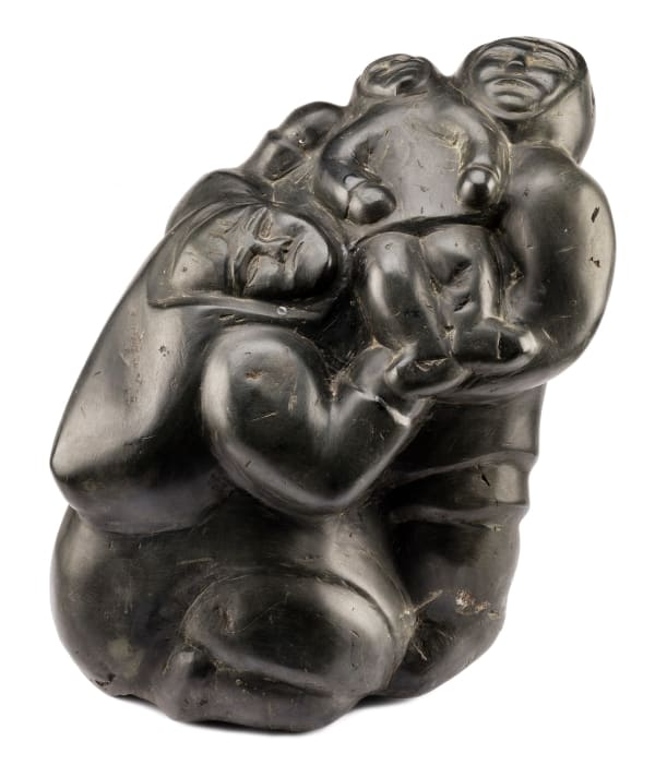 Lot 81 BARNABUS ARNASUNGAAQ (1924-2017) QAMANI'TUAQ (BAKER LAKE) Family Group, mid 1970s stone, 14.25. 12.5 x 10.5 in (36.2 x 26.7 cm) ESTIMATE: $5,000 — $8,000 PRICE REALIZED: $3,000.00