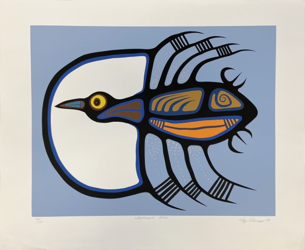 Lot 97 ROY THOMAS (1949-2004) ANISHINAABE North Wind Bird, 1979 silkscreen, image: 16 x 19.75 in (40.6 x 50.2 cm) / sheet: 21 x 25 in (53.3 x 63.5 cm) ESTIMATE: $200 — $300 Price realized: $264