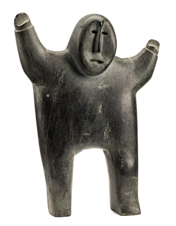 Lot 104 PETER INUKSHUK (1896-1975) QAMANI’TUAQ (BAKER LAKE) Man Signalling Caribou Sighting, c. 1970 stone, 9 x 7 x 1.75 in (22.9 x 17.8 x 4.4 cm) ESTIMATE: $3,000 — $5,000 PRICE REALIZED: $2,640.00