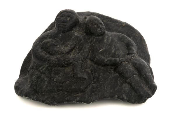 Lot 26 MIRIAM NANURLUQ QIYUK (1933-2016) QAMANI'TUAQ (BAKER LAKE) Sleeping Platform with Family, early 1990s stone, 4.5 x 9.75 x 8 in (11.4 x 24.8 x 20.3 cm) ESTIMATE: $1,000 — $1,500 PRICE REALIZED: $720.00