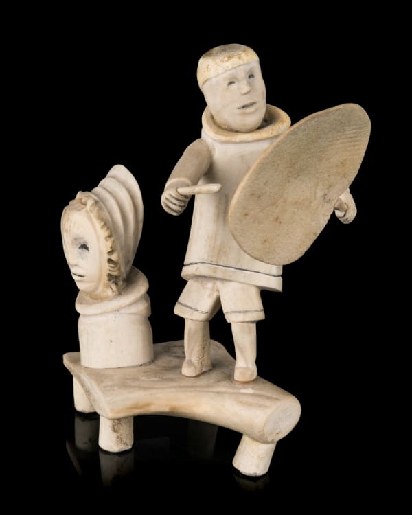 Lot 40 ROMEO EEKERKIK (1923-1983) ARVIAT (ESKIMO POINT) Drum Dancer Conjuring Spirit, late 1970s / early 1980s antler and graphite, 8 x 6 x 4 in (20.3 x 15.2 x 10.2 cm) ESTIMATE: $900 — $1,200 PRICE REALIZED: $854.00