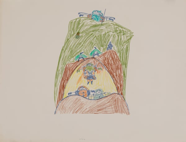 PITSEOLAK ASHOONA, R.C.A., O.C., (1904-1983) KINNGAIT (CAPE DORSET) Summer Migration (Summer Trek), mid-late 1960s coloured pencil and felt tip on paper, 20 x 26 in (50.8 x 66 cm)