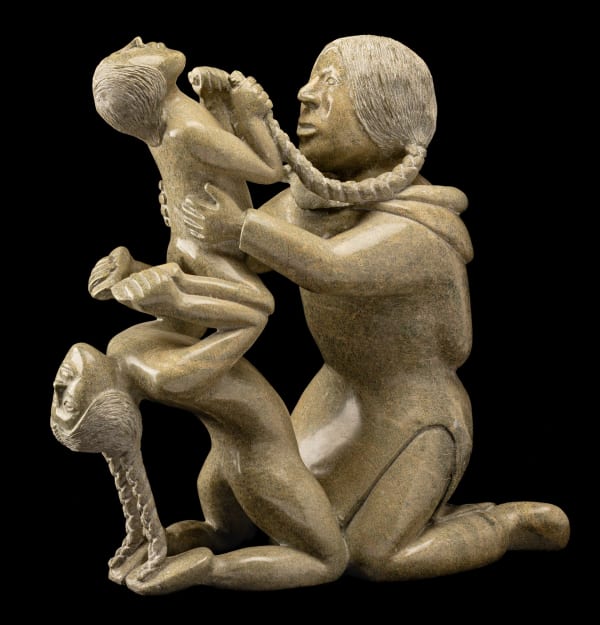 Lot 29 PITSEOLAK NIVIAQSI R.C.A. (1947-2015) KINNGAIT (CAPE DORSET) Mother with Two Children, c. 2000 stone, 15 x 14.25 x 8.75 in (38.1 x 36.2 x 22.2 cm) ESTIMATE $10,000 — $15,000 PRICE REALIZED: $28,800.00 A world record for the artist at auction