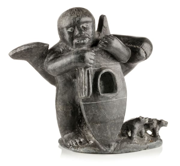 Lot 38 DAVIDIALUK ALASUA AMITTU (1910-1976) PUVIRNITUQ (POVUNGNITUK) Story of a Giant, probably early 1970s stone, 12 x 11.75 x 7 in (30.5 x 29.8 x 17.8 cm) ESTIMATE: $8,000 — $12,000 PRICE REALIZED: $8,400.00