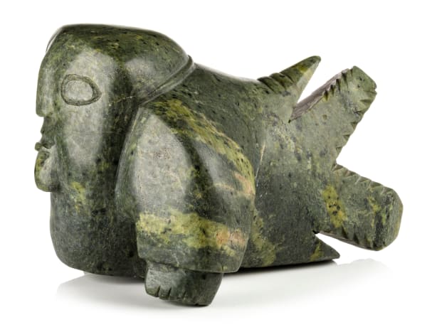 Lot 51 PUDLO PUDLAT (1916-1992) KINNGAIT (CAPE DORSET) Sedna, c. 1961-62 stone, 6.5 x 9 x 9.25 in (16.5 x 22.9 x 23.5 cm) ESTIMATE: $7,000 — $10,000 PRICE REALIZED: $6,600.00