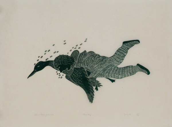 Lot 75 AGNES NANOGAK GOOSE (1925-2001), ULUKHAKTOK (HOLMAN ISLAND) Blind Boy, 1975 (1975/6, #29) stonecut, 18 x 24 in (45.7 x 61 cm) ESTIMATE: $800 — $1,200 PRICE REALIZED: $720.00