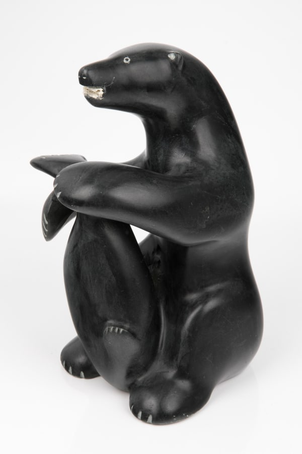 2 JACOB IRKOK (1937-2009) ARVIAT (ESKIMO BAY) Bear and Seal, c. 1990 stone, and antler, 8.75 x 5.5 x 4.5 in (22.2 x 14 x 11.4 cm)
